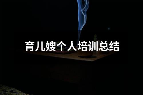 育兒嫂個人培訓總結