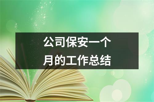 公司保安一個(gè)月的工作總結(jié)