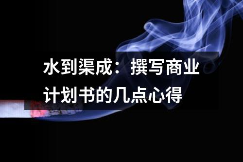 水到渠成：撰寫商業(yè)計(jì)劃書的幾點(diǎn)心得