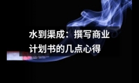 關于水到渠成：撰寫商業計劃書的幾點心得（共20篇）