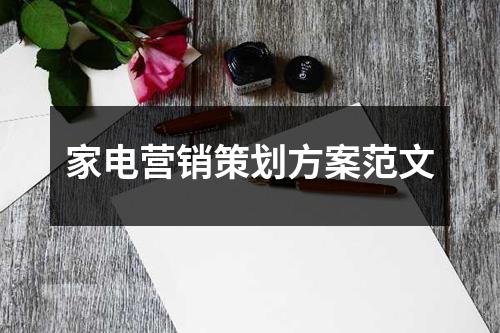 家電營銷策劃方案范文