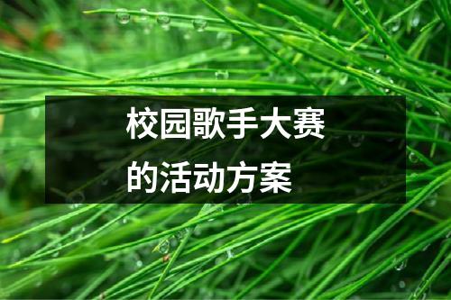 校園歌手大賽的活動方案